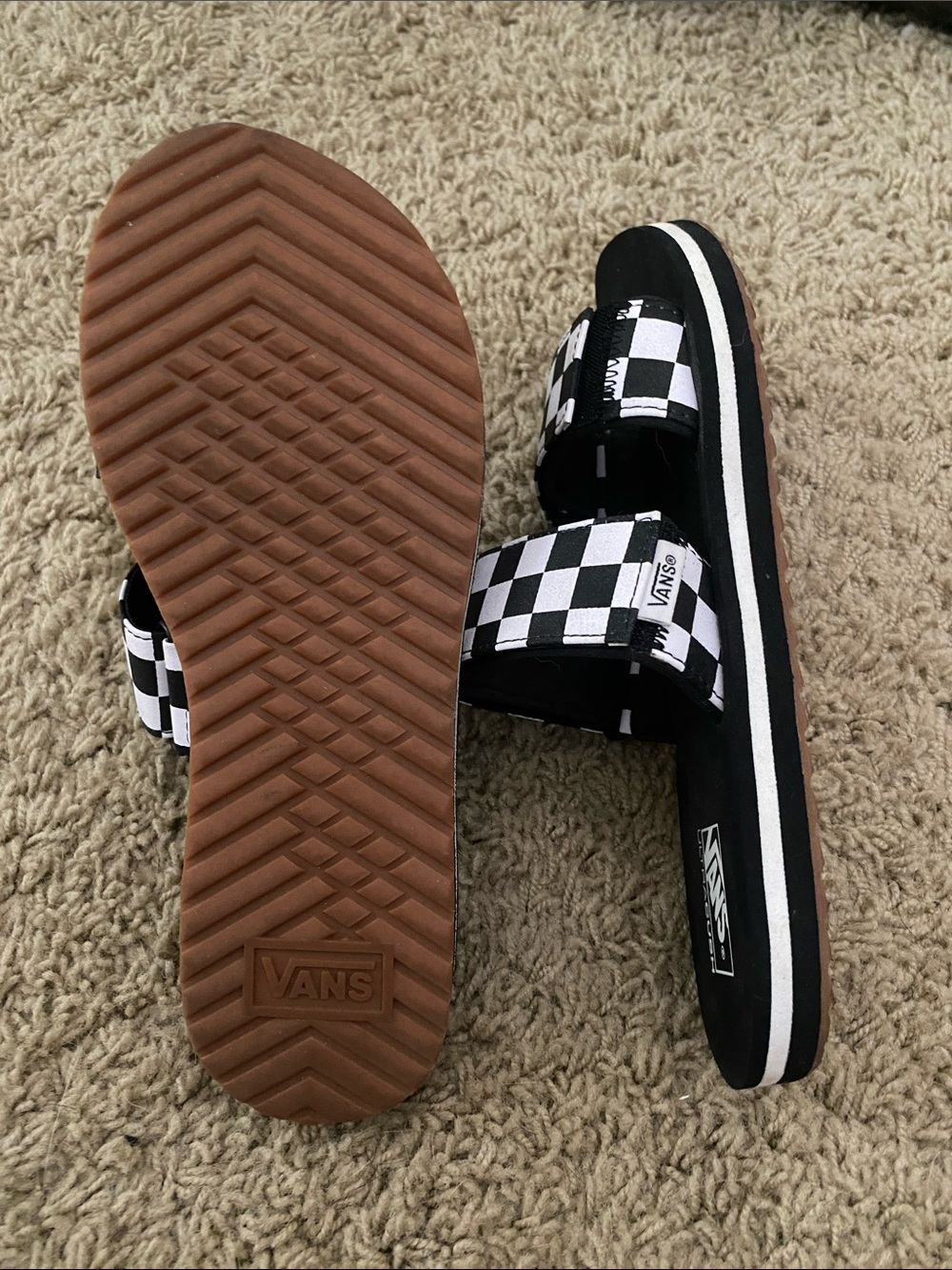 Vans Checkerboard Double-Strap Slide Sandals - Black & White - Picture 4 of 4